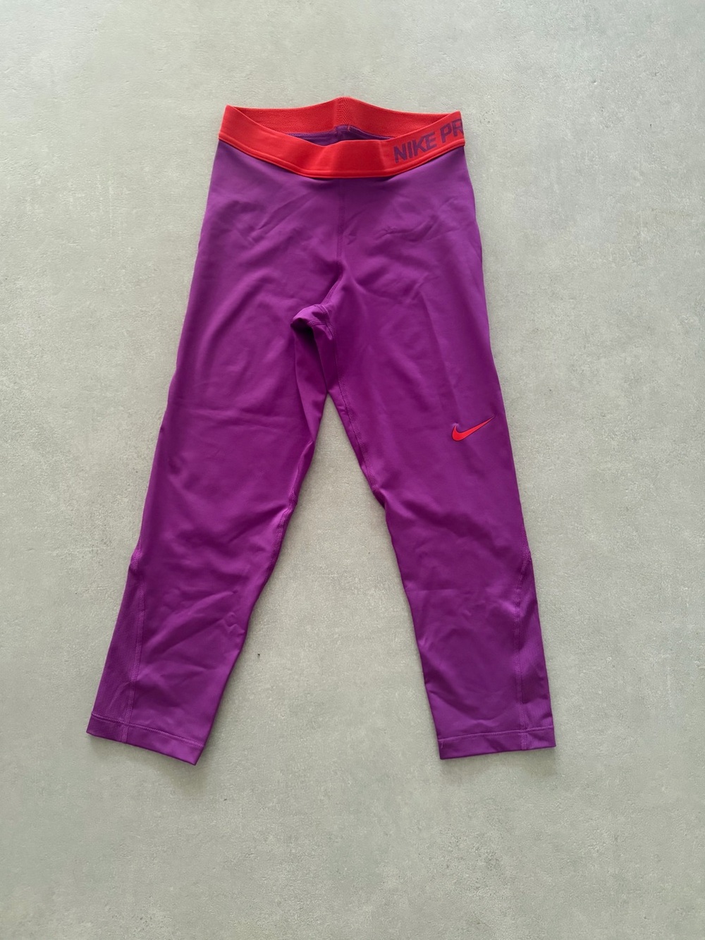Nike Purple Capri Leggings with Orange Waistband